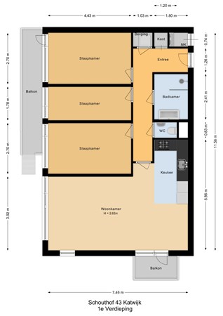 Floorplan - Schouthof 43, 2221 GZ Katwijk